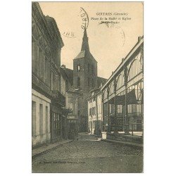 carte postale ancienne 33 GUITRES. Eglise PLace de la Halle vers 1921