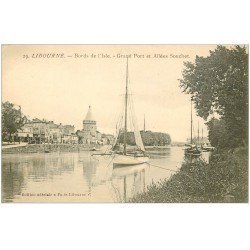 carte postale ancienne 33 LIBOURNE. Grand Port Allées Souchet