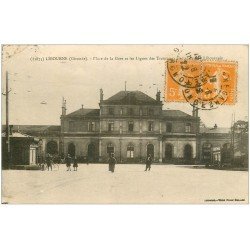 carte postale ancienne 33 LIBOURNE. Place de la Gare lignes des Tramways 1922