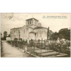 carte postale ancienne 33 SAINT-DENIS-DE-PILES. Eglise et Cimetière 1945