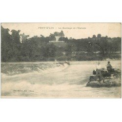 01 PONT-D'AIN. Pêcheurs près Barrage et Ecluse 1921