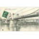 carte postale ancienne 33 SAINT-FOY-LA-GRANDE. Pont suspendu Port Ste-Foy 1909