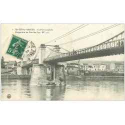 carte postale ancienne 33 SAINT-FOY-LA-GRANDE. Pont suspendu Port Ste-Foy 1909