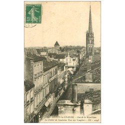 carte postale ancienne 33 SAINT-FOY-LA-GRANDE. Rue de la République 1911 Clocher