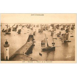 carte postale ancienne 35 CANCALE. Départ Caravane Bâteaux de Pêche 217