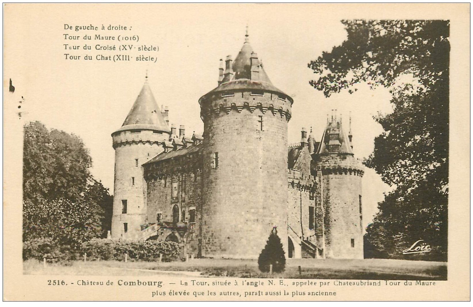 carte postale ancienne 35 COMBOURG. Château Tour