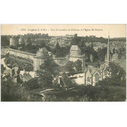 carte postale ancienne 35 FOUGERES. Château et Eglise n°1702
