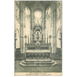 carte postale ancienne 35 JANZE. Eglise 1909 Maître-Autel