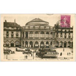 carte postale ancienne 35 RENNES. Le Théâtre Tramway "" De Luzy "" 1935