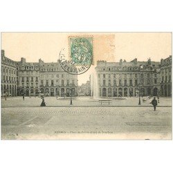 carte postale ancienne 35 RENNES. Place Palais rue Bourbon 1907