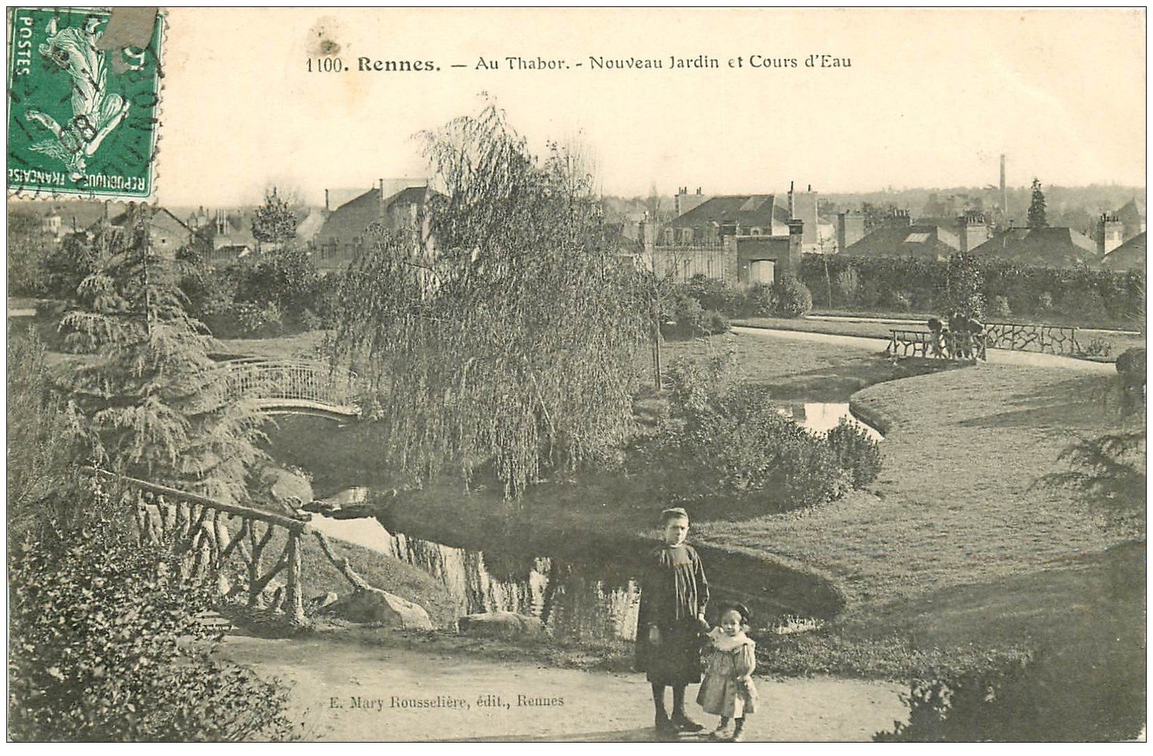 35 RENNES.Thabor Jardin Cours d'Eau 1908