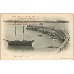 carte postale ancienne 35 SAINT-MALO. Le Môle vers 1900. Publicité La Comète. Conserves Homards