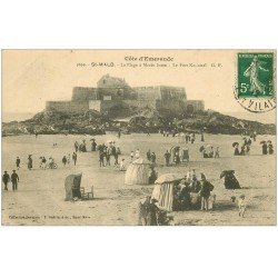 carte postale ancienne 35 SAINT-MALO. Plage Fort National 1912