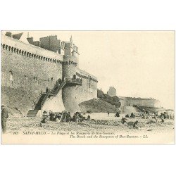 carte postale ancienne 35 SAINT-MALO. Plage Remparts 203