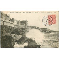 carte postale ancienne 35 SAINT-MALO. Plage Tempête 1905
