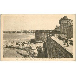 carte postale ancienne 35 SAINT-MALO. Remparts 1930