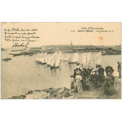 carte postale ancienne 35 SAINT-MALO. Vue sortie Bateaux Terreneuviens 1915