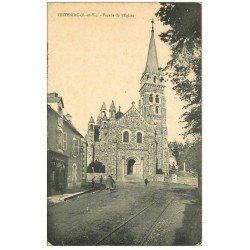 carte postale ancienne 35 TINTENIAC. Eglise et Charcutier 1921