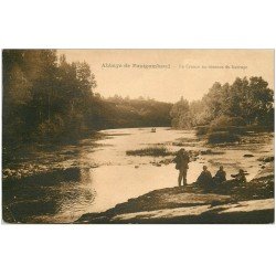 carte postale ancienne 36 ABBAYE DE FONTGOMBAUD. La Creuse au Barrage 1928