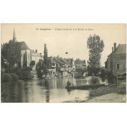 carte postale ancienne 36 ARGENTON. Eglise et Moulin de Bord