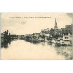 carte postale ancienne 36 ARGENTON. Pont Neuf 1918