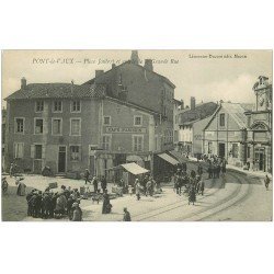 carte postale ancienne 01 PONT-DE-VAUX. Place Joubert et Grande Rue. Café Comptoir Parisien