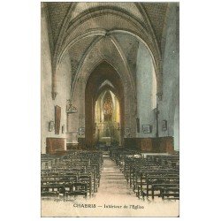 carte postale ancienne 36 CHABRIS. Eglise. Nef 1924