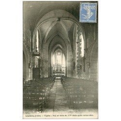 carte postale ancienne 36 CHABRIS. Eglise. Nef 1932