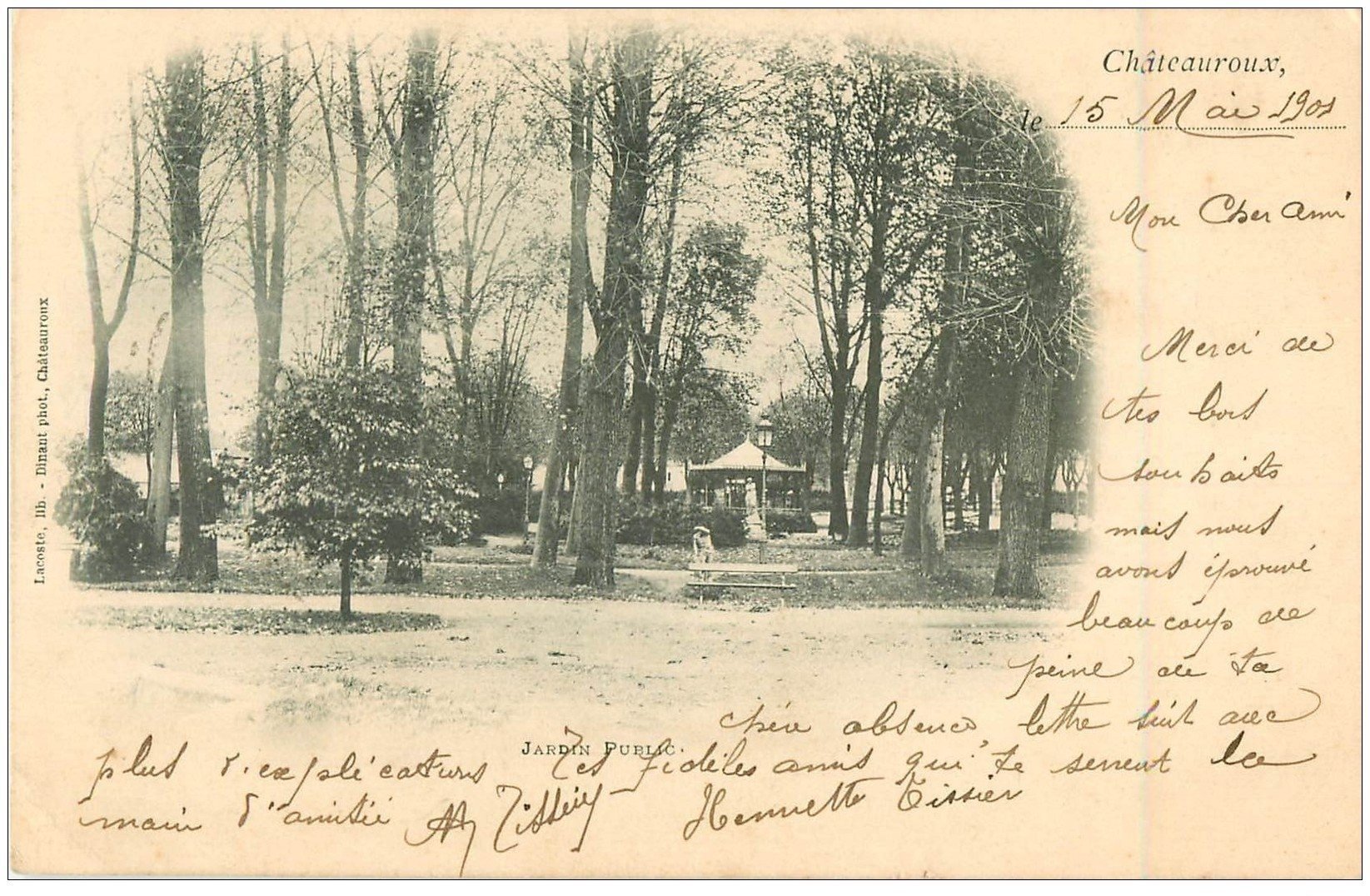 carte postale ancienne 36 CHATEAUROUX. Jardin Public 1901