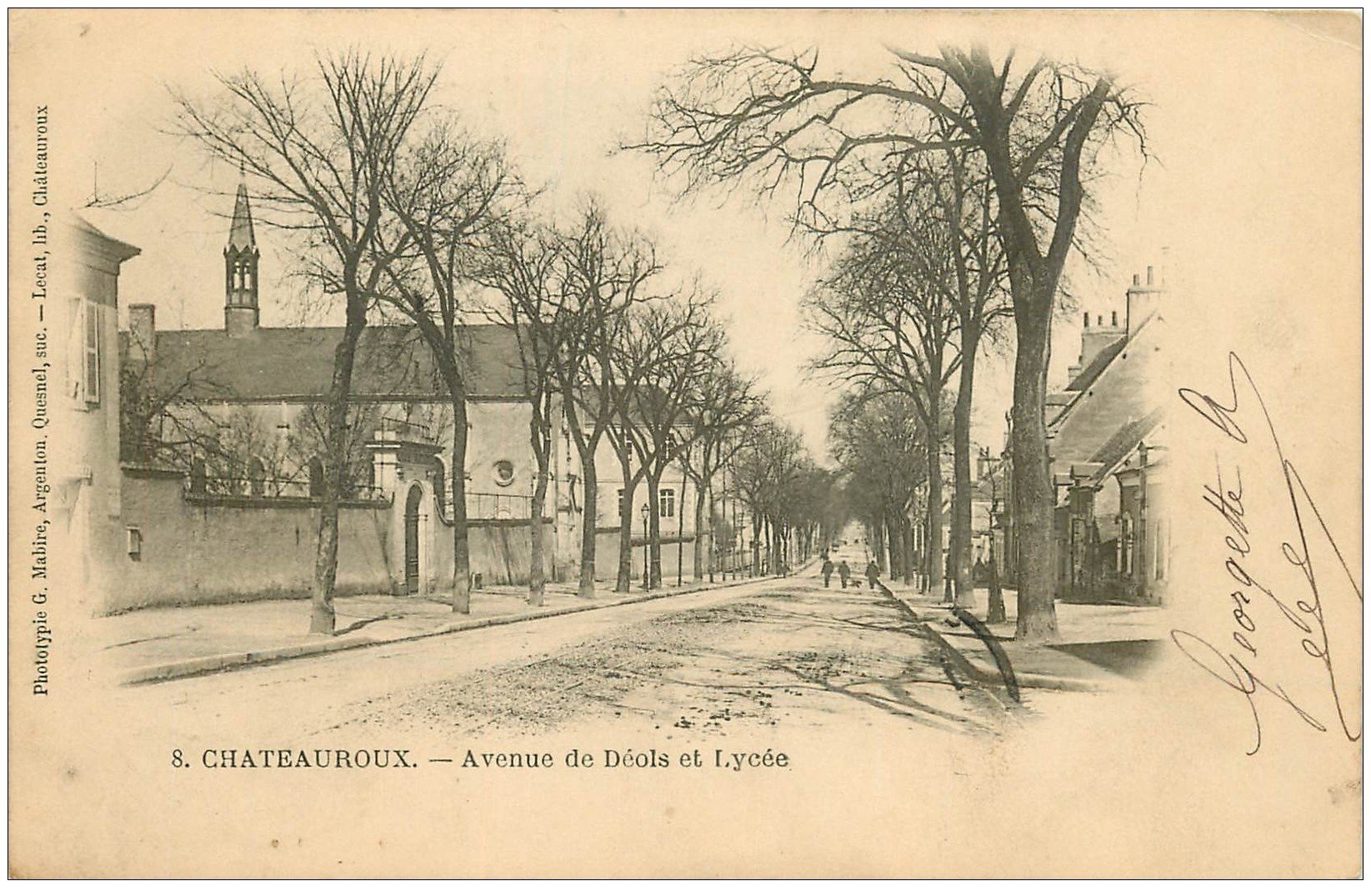 carte postale ancienne 36 CHATEAUROUX. Lycée Avenue Déols vers 1900