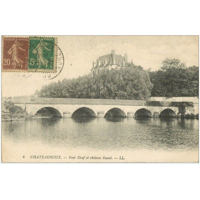 Carte Postale Ancienne 36 Chateauroux Pont Neuf Et Chateau 1930 Carte Postale Ancienne 36 Chateauroux Pont Neuf Et Chateau 1930