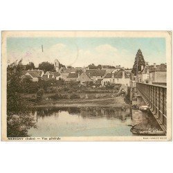 carte postale ancienne 36 MERIGNY. Le Pont 1936 (timbre manquant)