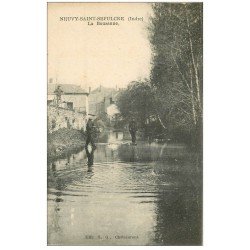 carte postale ancienne 36 NEUVY-SAINT-SEPULCRE. Pêcheurs sur la Bouzanne