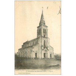 carte postale ancienne 36 TOURNON-SAINT-MARTIN. Eglise 1919. Plissure timbre manquant
