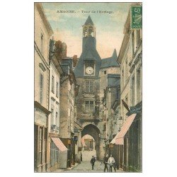 carte postale ancienne 37 AMBOISE. Tour de l'Horloge 1911 (défaut)