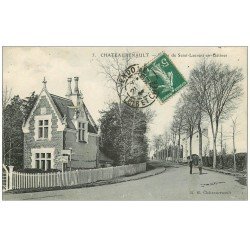 carte postale ancienne 37 CHATEAURENAULT. Route Saint-Laurent en Gatinais 1908