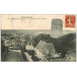 carte postale ancienne 37 CHATEAURENAULT. Vue ruines et Tour Carament 1913