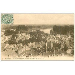 carte postale ancienne 37 CHINON. Vue Pont du Chemin de Fer 1907