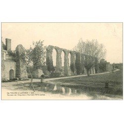 carte postale ancienne 37 LUYNES. Aqueduc et Vieille Paysanne vers 1900