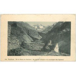 carte postale ancienne 05 Refuge sur le Glacier d'Arsine et Montagne des Agneaux. Papier velin découpe à la ficelle