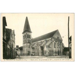 carte postale ancienne 37 PREUILLY-SUR-CLAISE. Eglise et Café n°7
