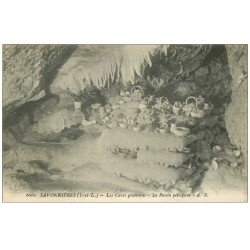 carte postale ancienne 37 SAVONNIERES. Caves gouttières. Bassin pétrifiant 1918