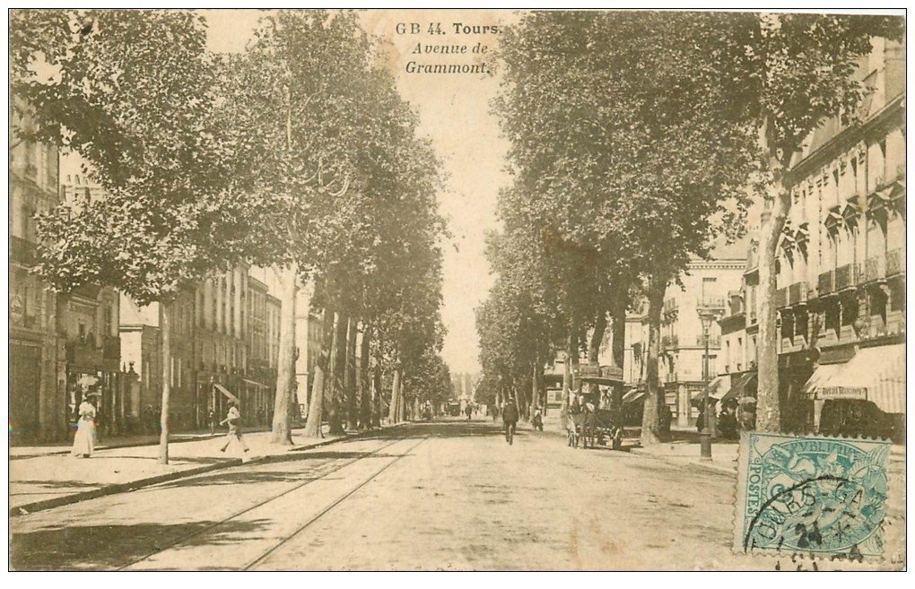 carte postale ancienne 37 TOURS. Avenue de Grammont 1906