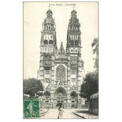 carte postale ancienne 37 TOURS. Cathédrale 1908