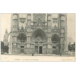 carte postale ancienne 37 TOURS. Cathédrale Portail