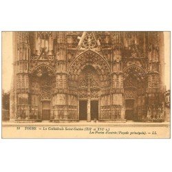 carte postale ancienne 37 TOURS. Cathédrale Portes Entrée 1925