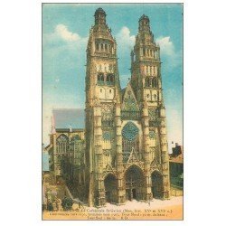 carte postale ancienne 37 TOURS. Cathédrale Saint-Gatien en couleur