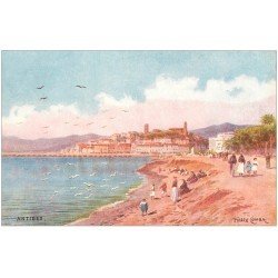 carte postale ancienne 06 ANTIBES. Illustrateur Comba. La Plage