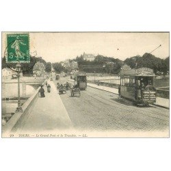 carte postale ancienne 37 TOURS. Grand Pont et Tranchée 1914