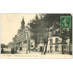 carte postale ancienne 37 TOURS. Hôtel de Ville Comptoir Escompte 1914